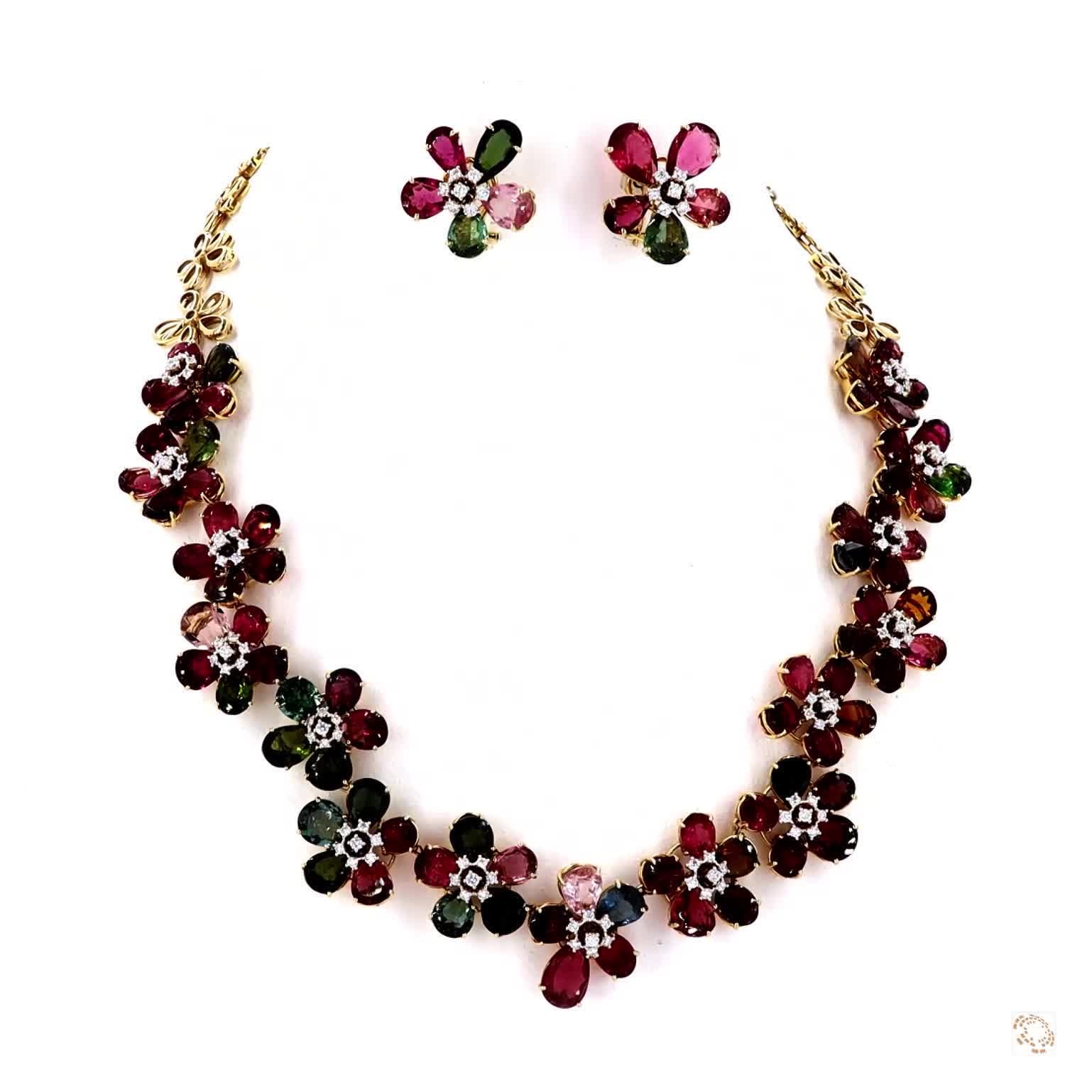 Multi-Tourmaline Floral Suite