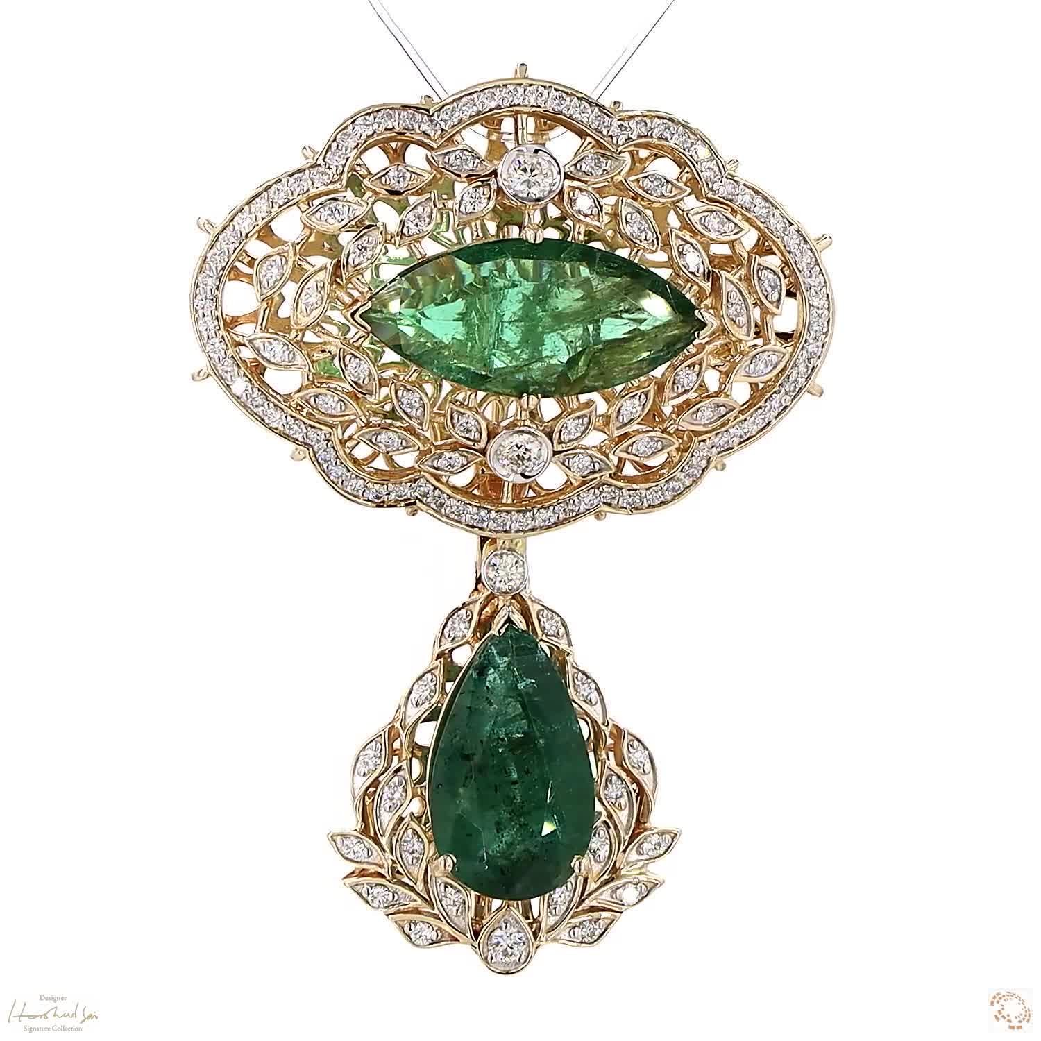 Emerald Duo Brooch