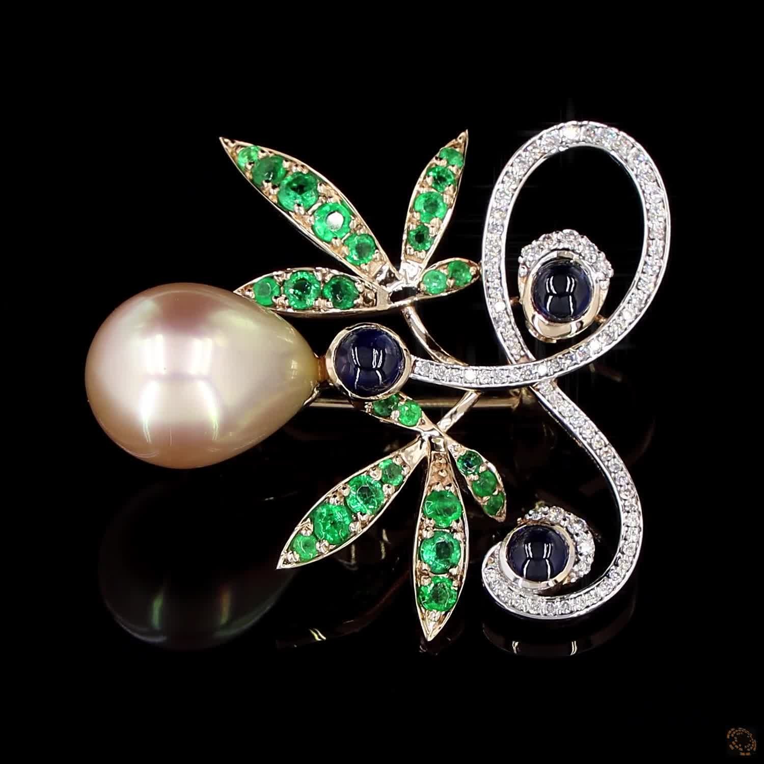 The Golden Pearl & Sapphire Brooch - Image 2