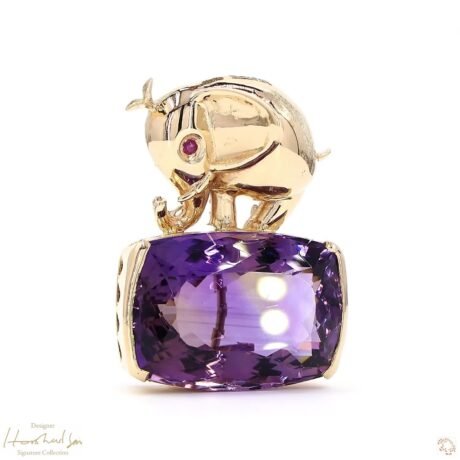 Amethyst Elephant Brooch