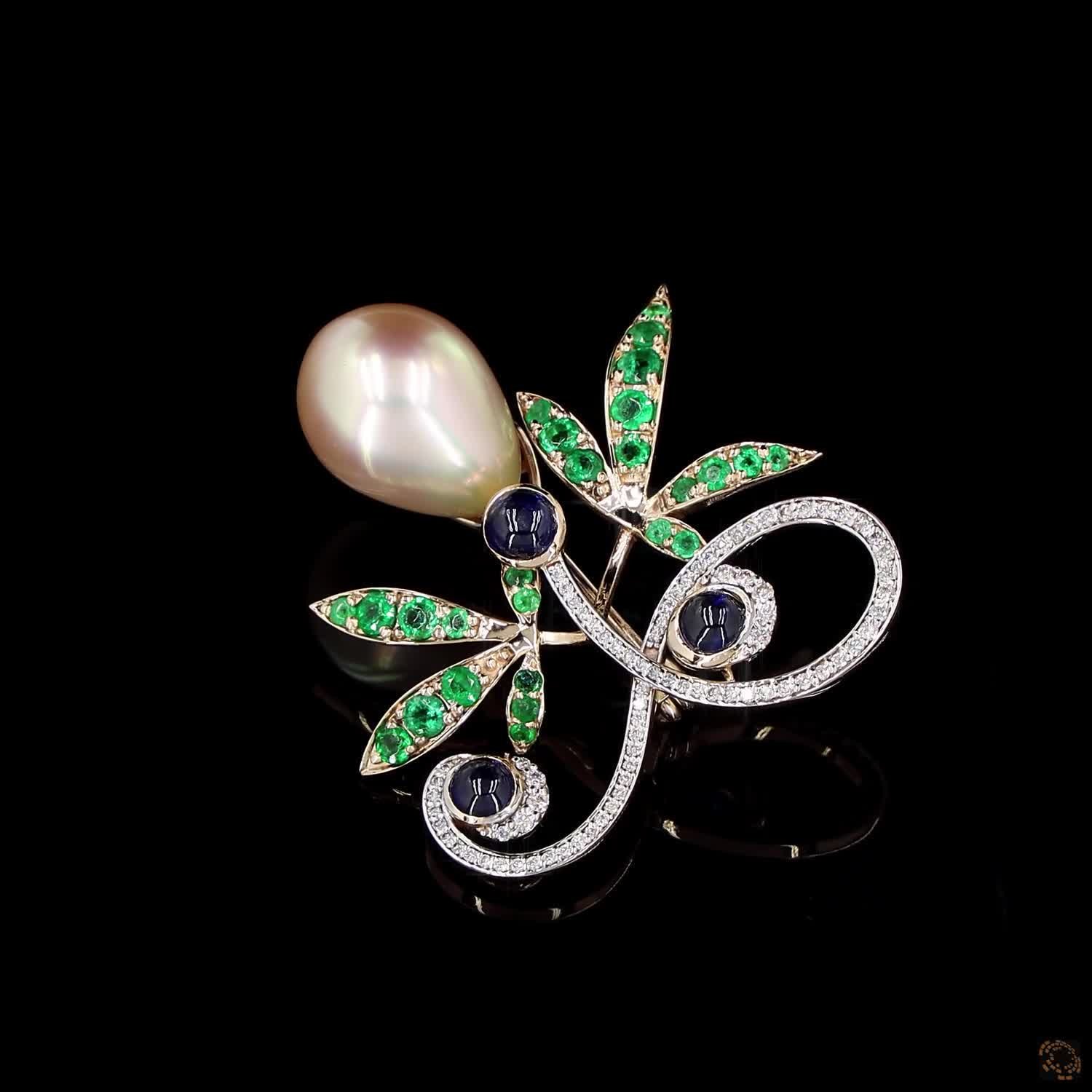 The Golden Pearl & Sapphire Brooch - Image 3