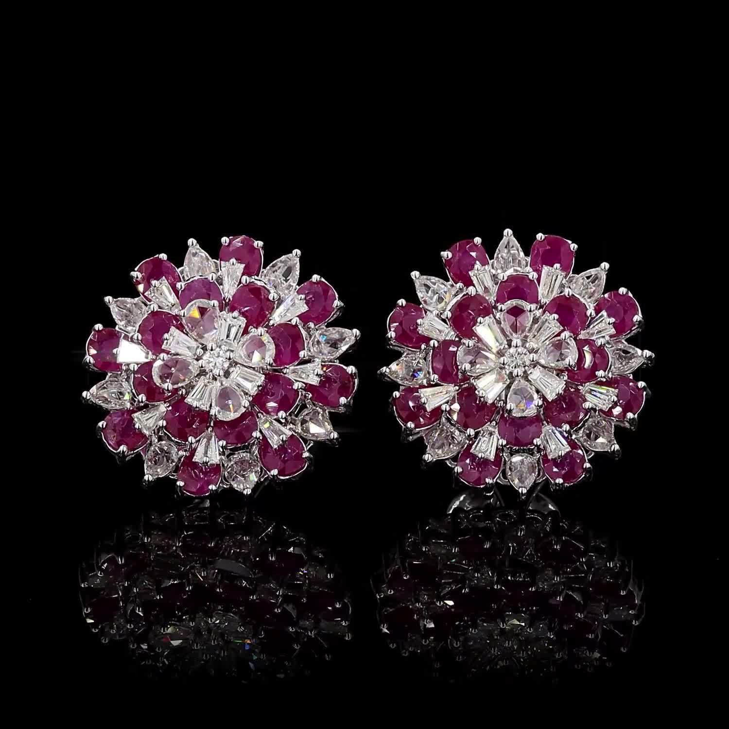 Ruby & Rose-cut Floral Earrings - Image 2